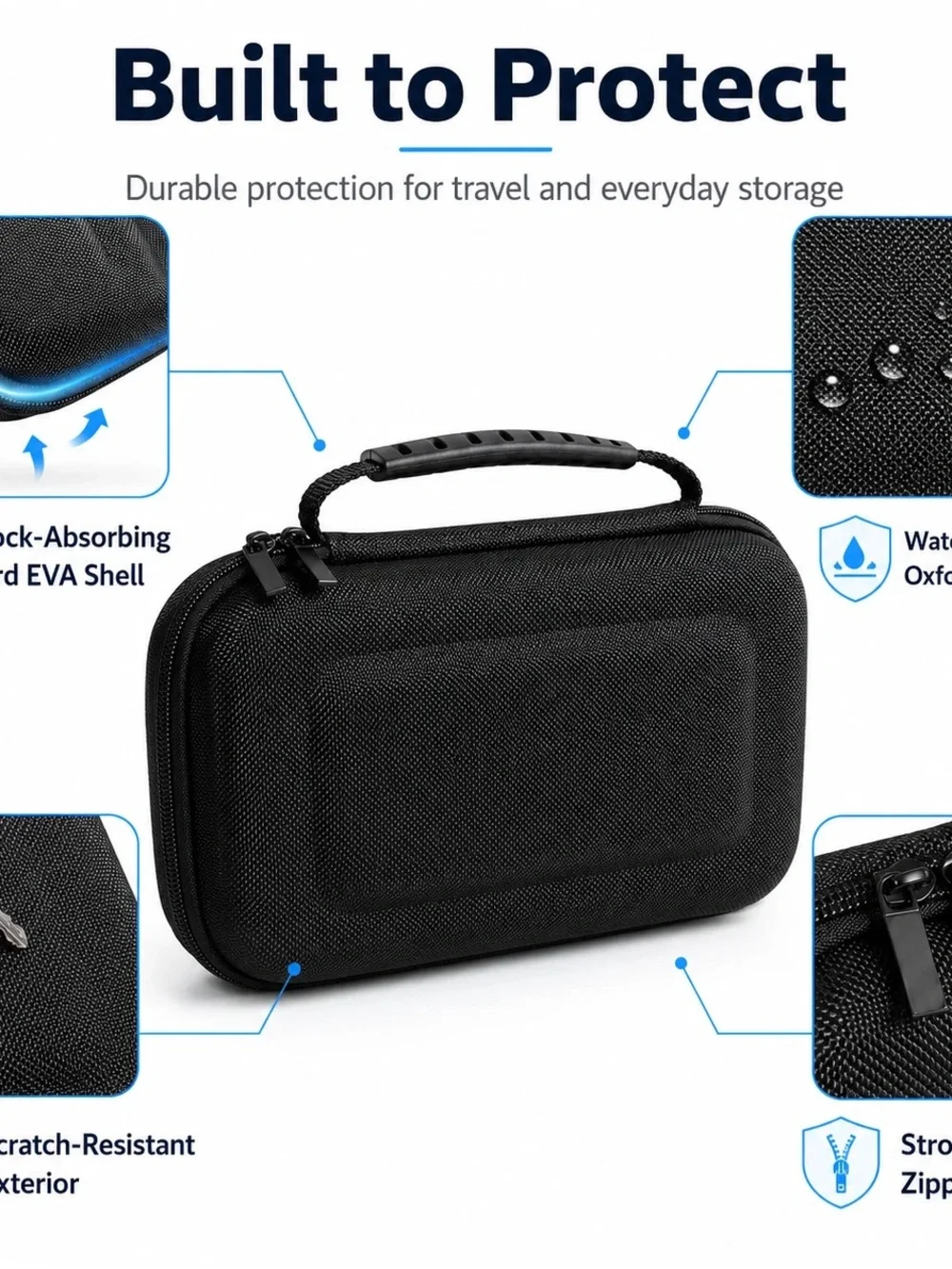 Nintendo Switch 2 - Portable Black EVA Travel Case for Nintendo Switch